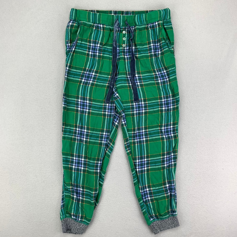 Aerie Flannel Jogger Pajama Pants Womens M Green Soft Pull On Lounge